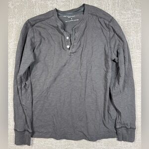Peter Manning 100% Cotton Made In Peru Mens Casual Henley Shirt DISTRESSED Sz 3